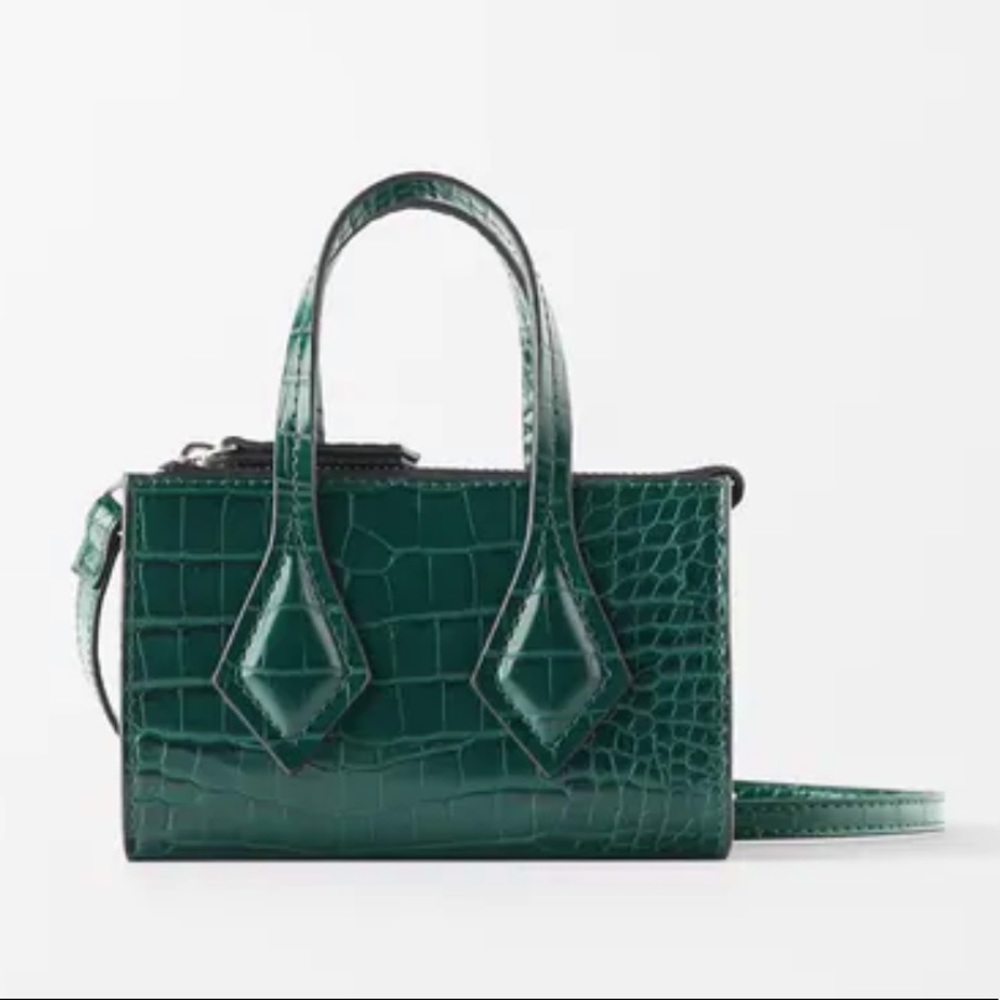 Zara Animal Print Mini Bag w. Strap | Emerald
